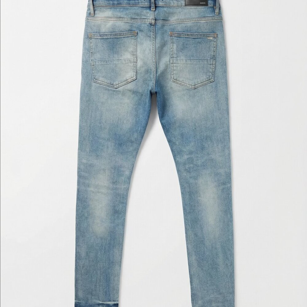 AMIRI Distressed Skinny Jeans Light Blue Wash Size 36 - Picture 3 of 5